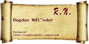 Regdon Nándor névjegykártya