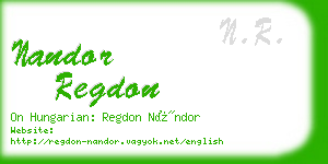 nandor regdon business card